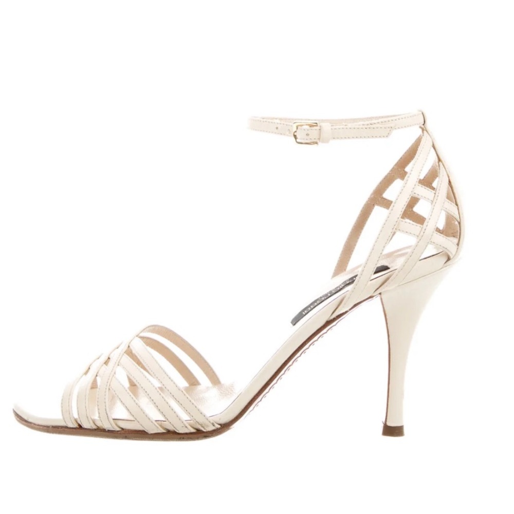 White Sergio Rossi Leather D'Orsay Peep toe pumps